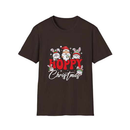 Hoppy Christmas T-Shirt — Cute Santa & Bunny Holiday Tee