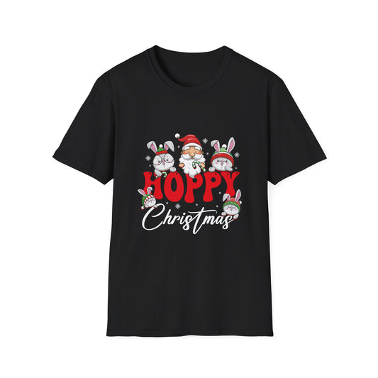 Hoppy Christmas T-Shirt — Cute Santa & Bunny Holiday Tee