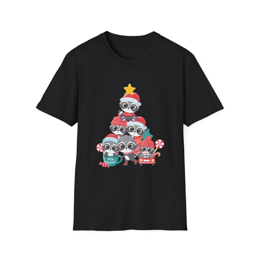 Christmas Raccoon Tree T-Shirt — Cute Holiday Family Tee