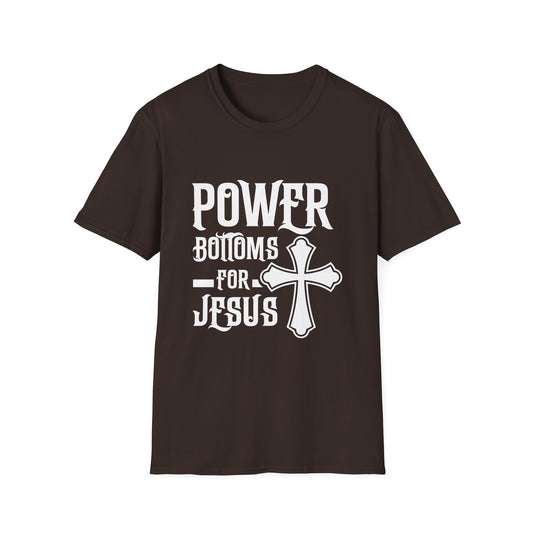 T-Shirt β "Power Bottoms for Jesus" Cross Graphic Religious Tee