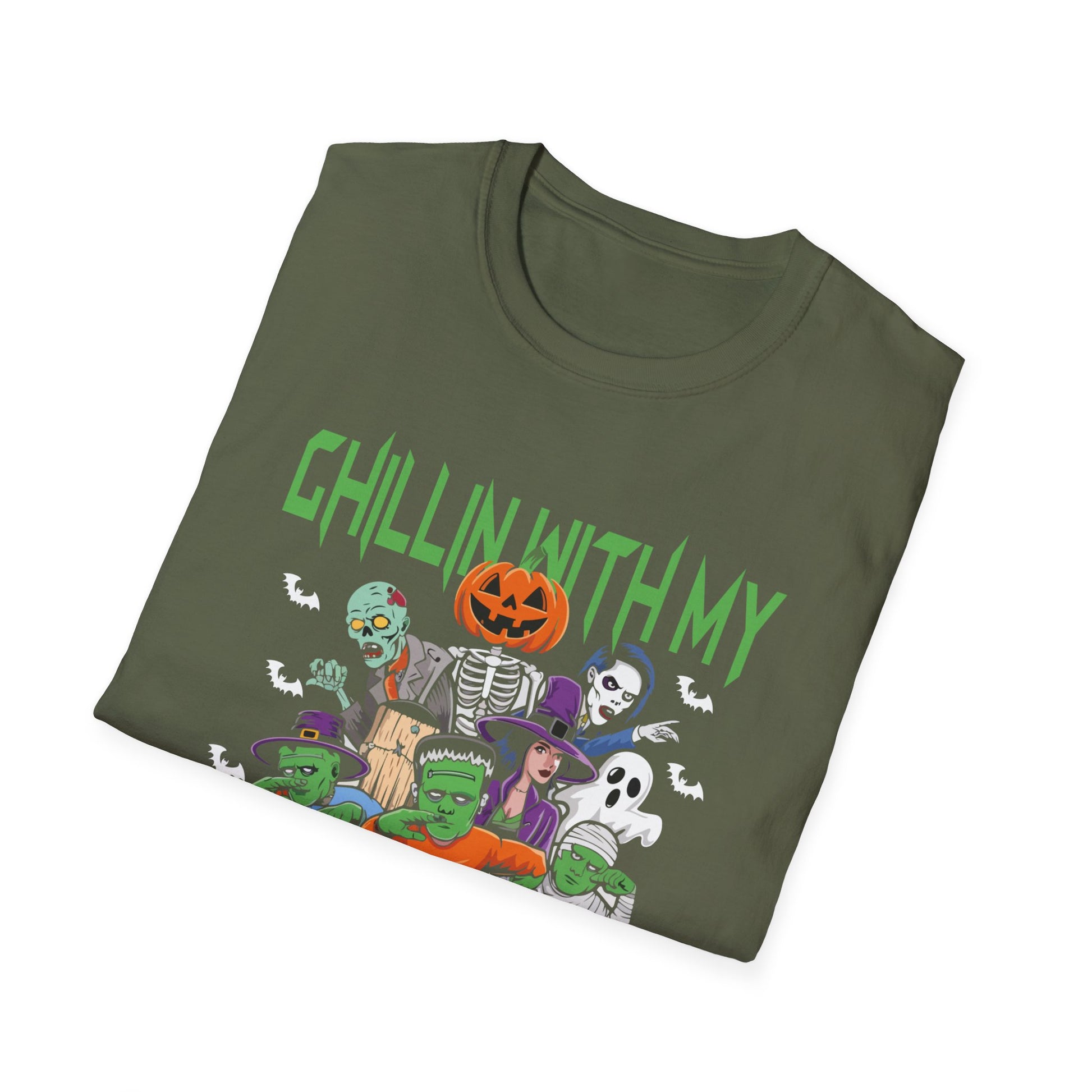 Chilling With My Creeps Halloween- Dancing Ghost Halloween Tee