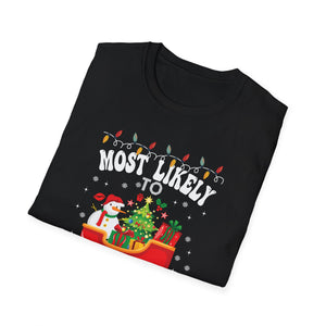 Most Likely To Nap On Christmas Family Christmas Pajamas Unisex Softstyle T-Shirt