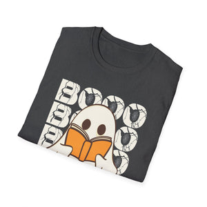 Ghost Reading 'Boo' T-Shirt — Cute Halloween Book Lover Tee