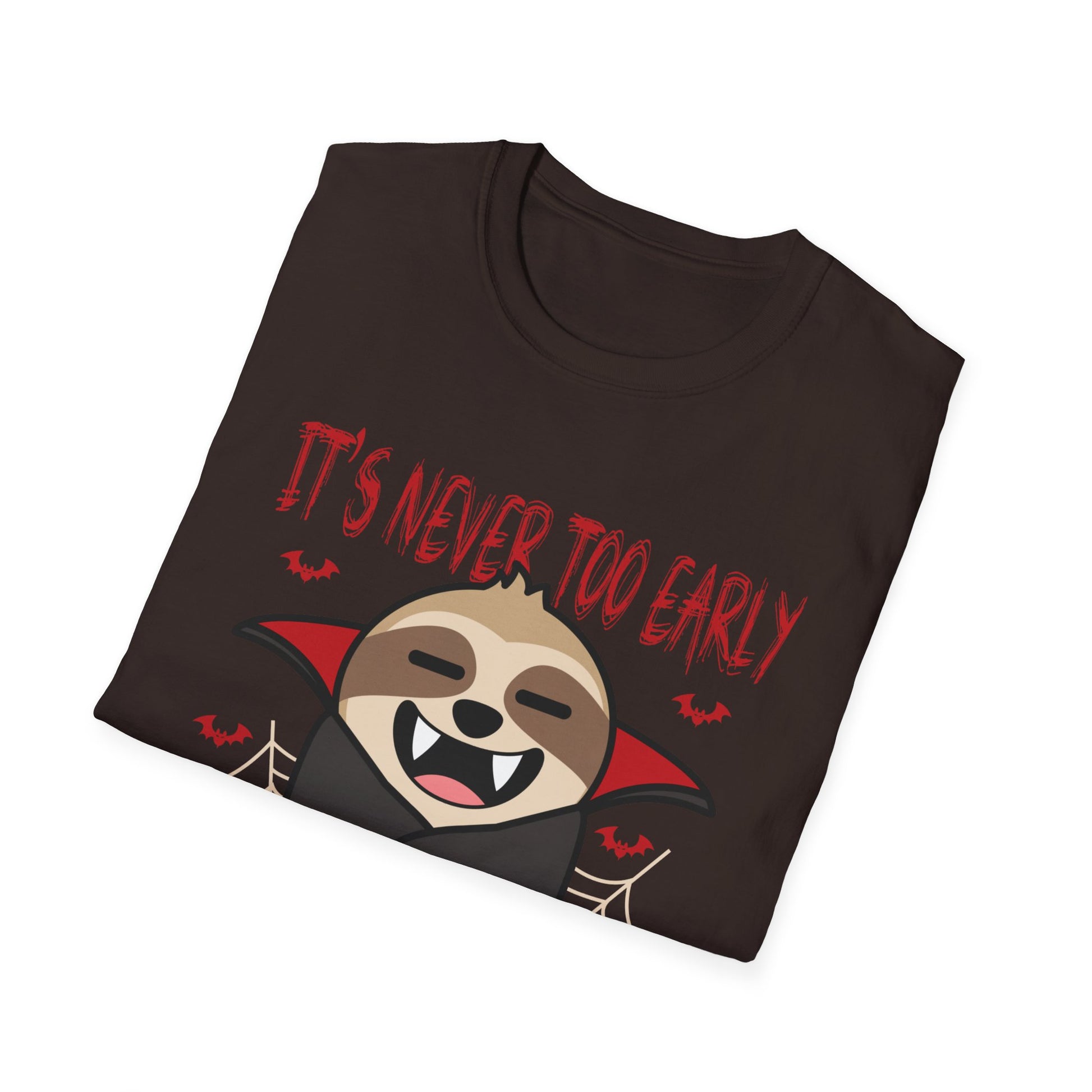 Sloth Vampire Halloween T-Shirt – "It's Never Too Early for Halloween"