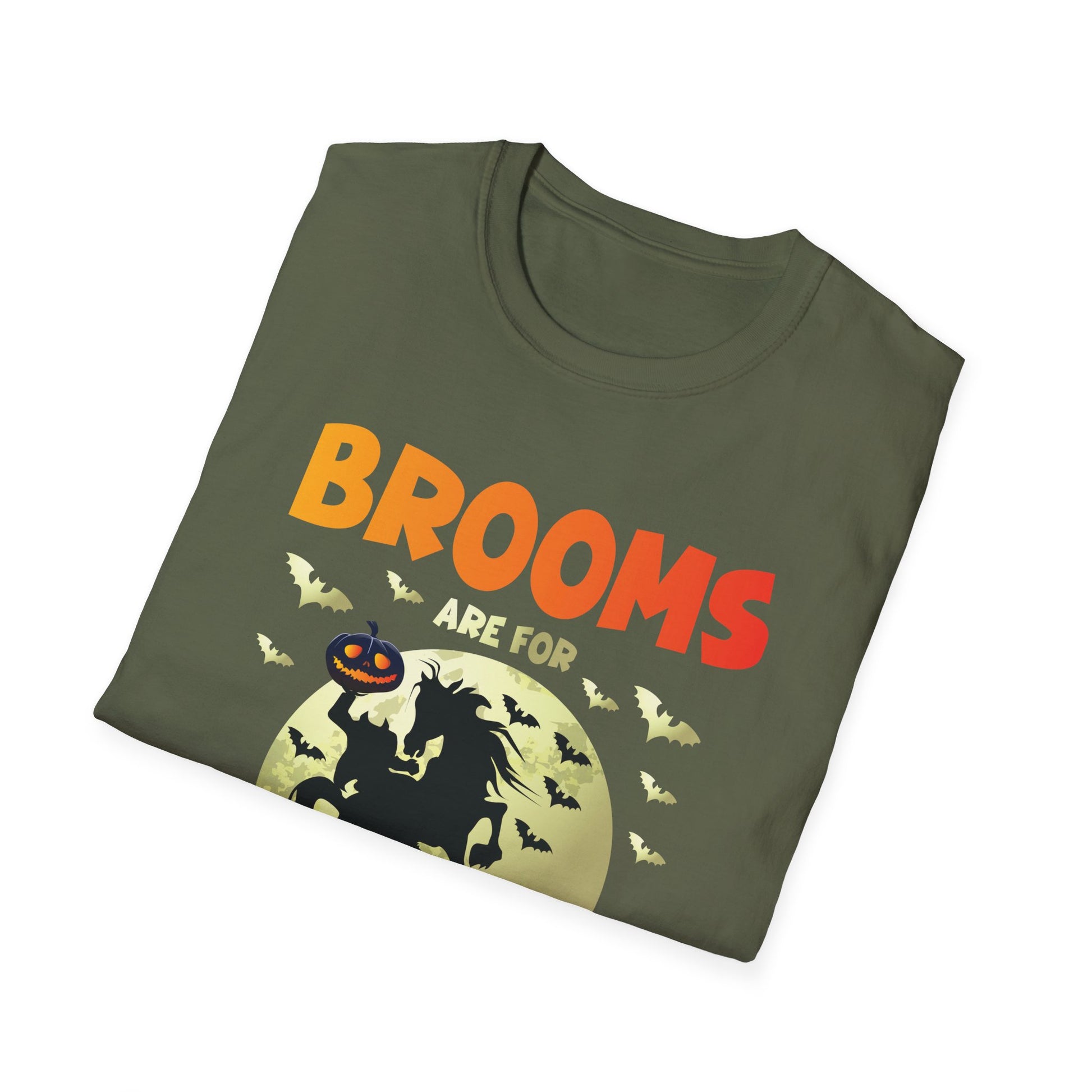 Halloween Witch T-Shirt — "Brooms Are For Amateurs" Funny Pumpkin & Moon Tee