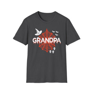 Grandpa Halloween T-Shirt — Spiderweb, Witch Hat & Skulls Graphic
