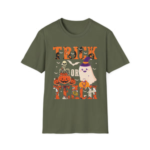Trick or Teach Halloween T-Shirt — Cute Ghost & Pumpkin Teacher Tee