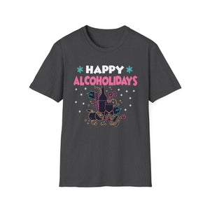 Happy Alcoholidays T‑Shirt — Funny Holiday Drinking Graphic Tee