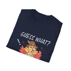 Funny Thanksgiving T-Shirt — “Guess What? Turkey Butt!” Cartoon Turkey Holiday Tee  Unisex T-Shirt