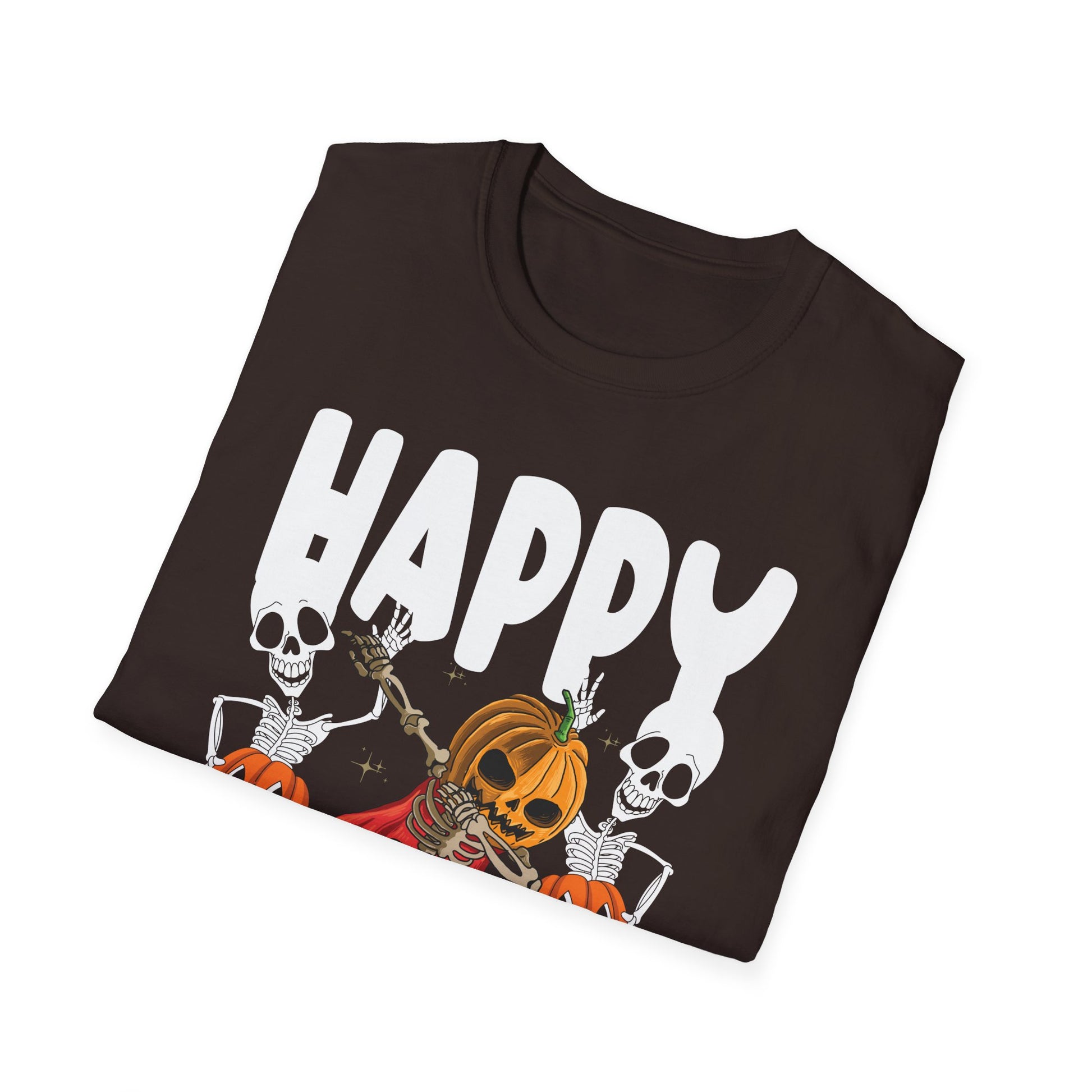 Halloween T-Shirt - "Happy to See Your Face" Pumpkin Skeletons Spooky Graphic Tee