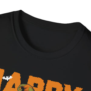 Gnomes Halloween Greeting Holiday Pumpkin Creepy Halloween Tee Unisex Softstyle T-Shirt
