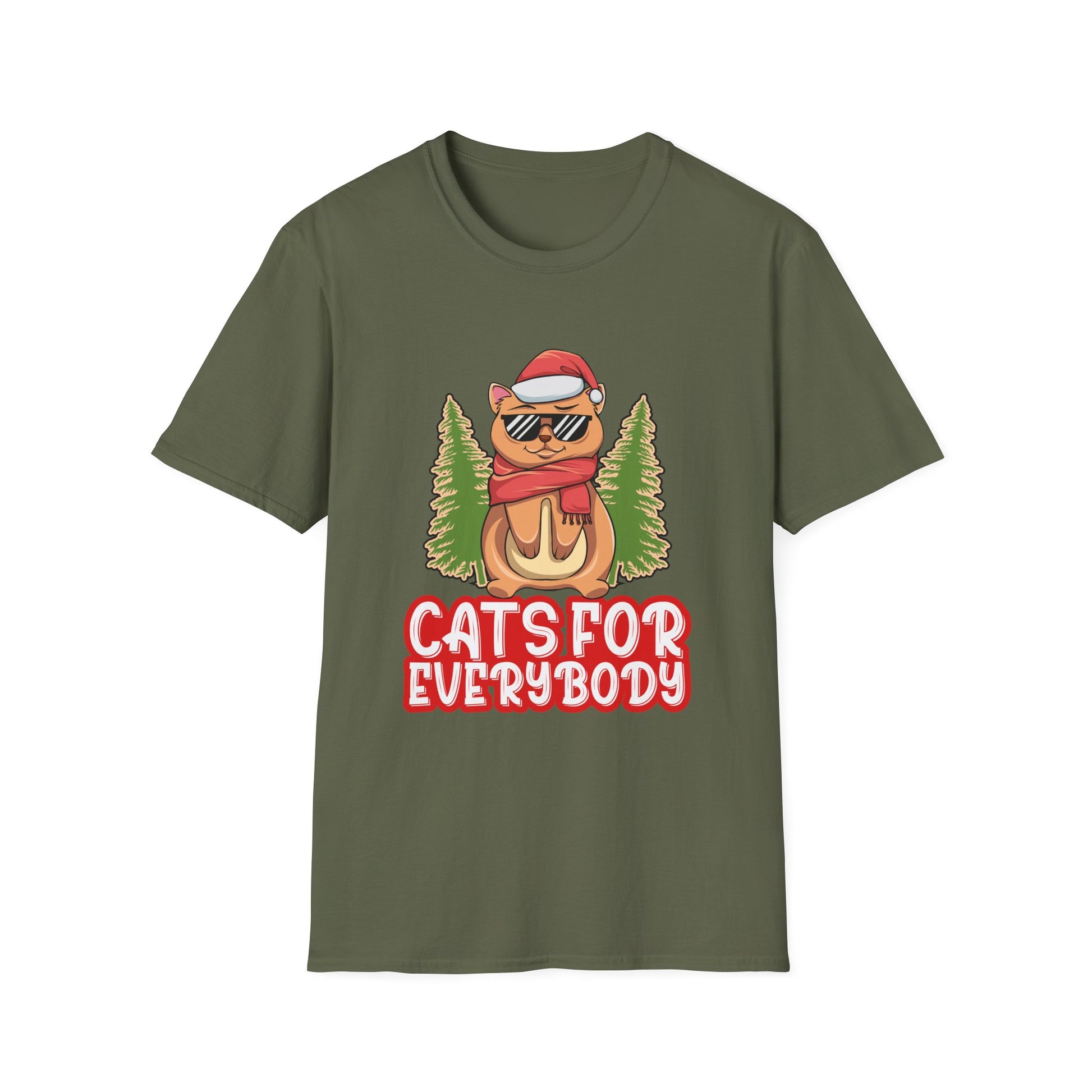 Cats For Everybody Christmas Cat Funny Xmas Women Santa Unisex T-Shirt
