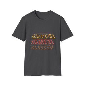 Grateful Thankful Blessed T-Shirt — Retro Fall Thanksgiving Tee  Unisex T-Shirt