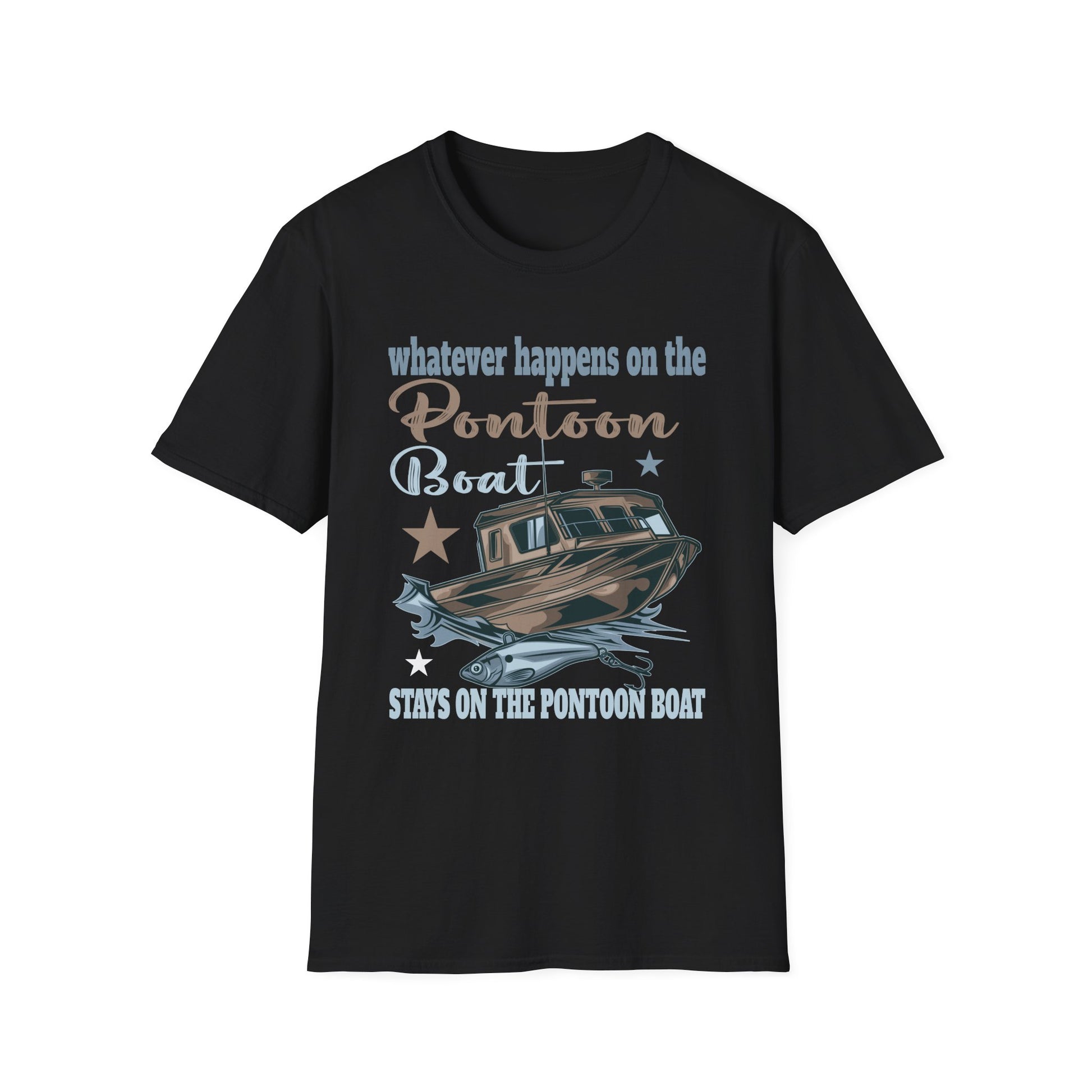 Pontoon Boat T-Shirt - "Whatever Happens on the Pontoon Boat Stays on the Pontoon Boat" Casual Boating Tee