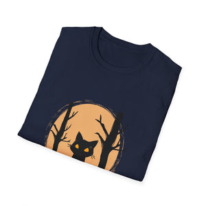 Halloween Cat & Jack-o'-Lantern T‑Shirt — Spooky Pumpkin Night Tee