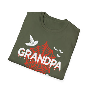 Grandpa Halloween T-Shirt — Spiderweb, Witch Hat & Skulls Graphic