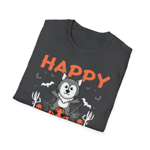Happy Halloween Husky T-Shirt — Cute Spooky Dog Pumpkin Tee