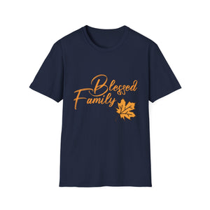 Blessed Family T-Shirt — Fall Leaf Design, Thanksgiving Family Tee  Unisex T-Shirt