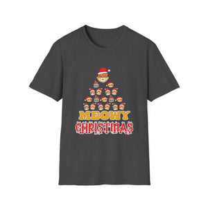 Meowy Christmas T-Shirt — Cute Santa Cat Holiday Tee