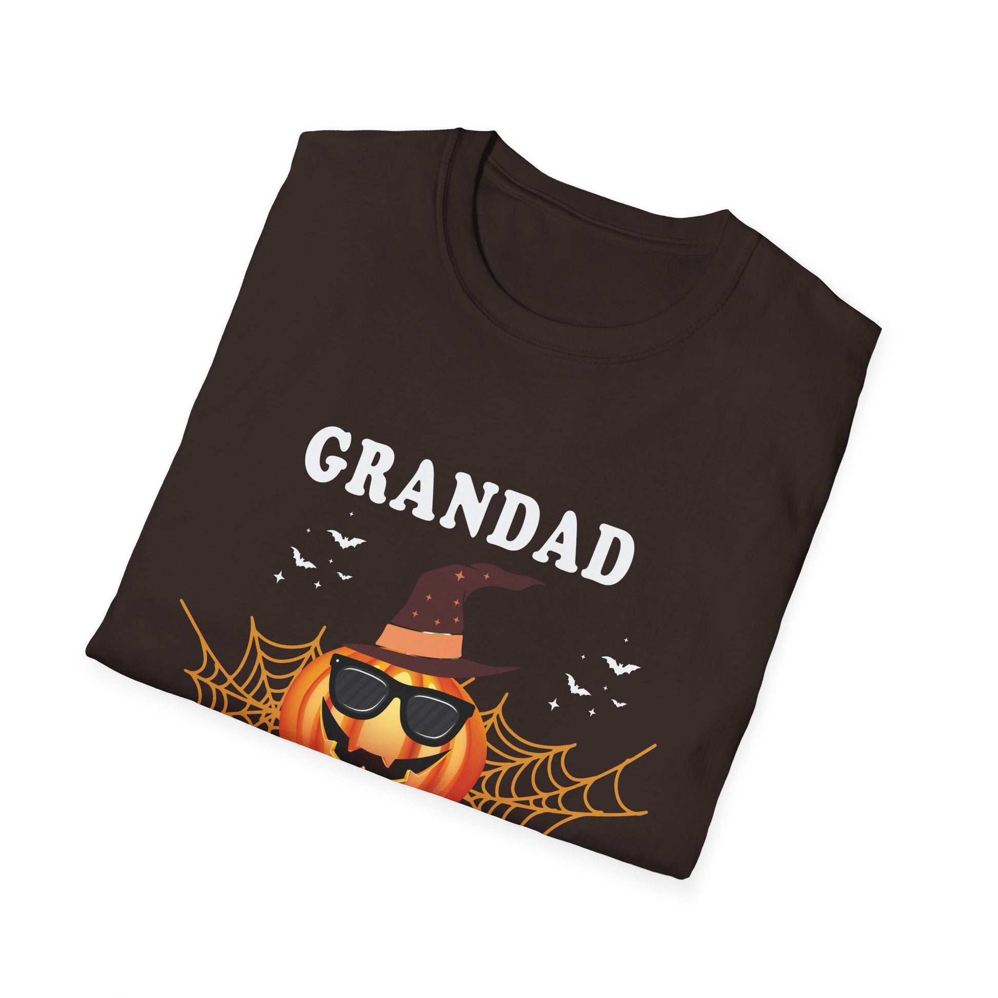 Grandad of the Patch Halloween T‑Shirt — Pumpkin Witch Hat & Spiderwebs Costume Tee