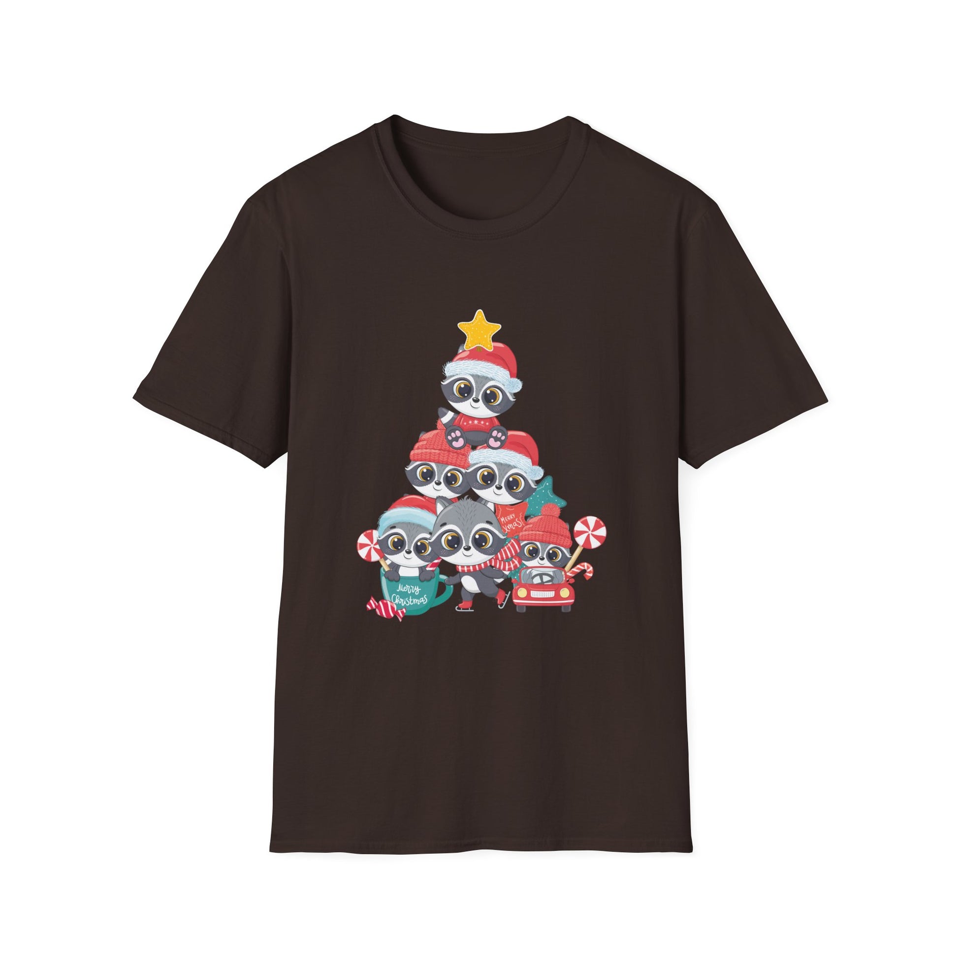Christmas Raccoon Tree T-Shirt — Cute Holiday Family Tee