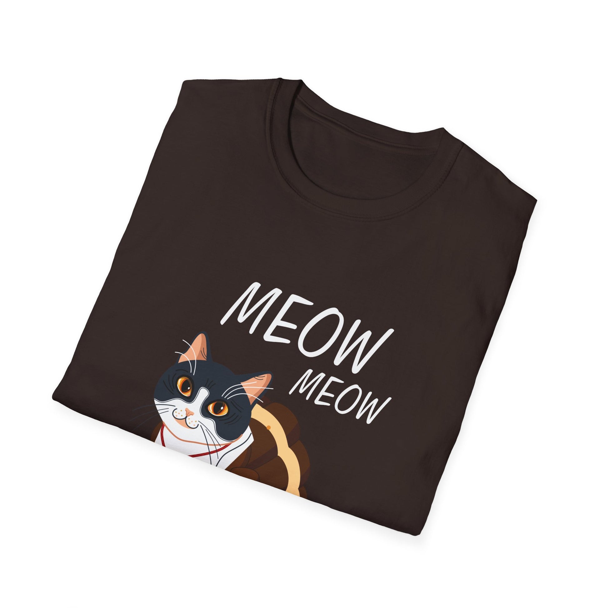 Meow Meow Cat Graphic T-Shirt — Cute Cartoon Cat Tee for Cat Lovers