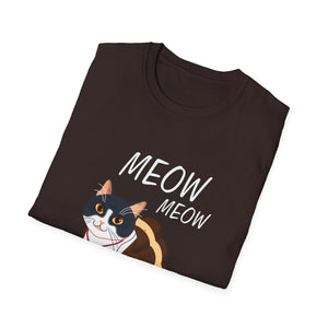 Meow Meow Cat Graphic T-Shirt — Cute Cartoon Cat Tee for Cat Lovers