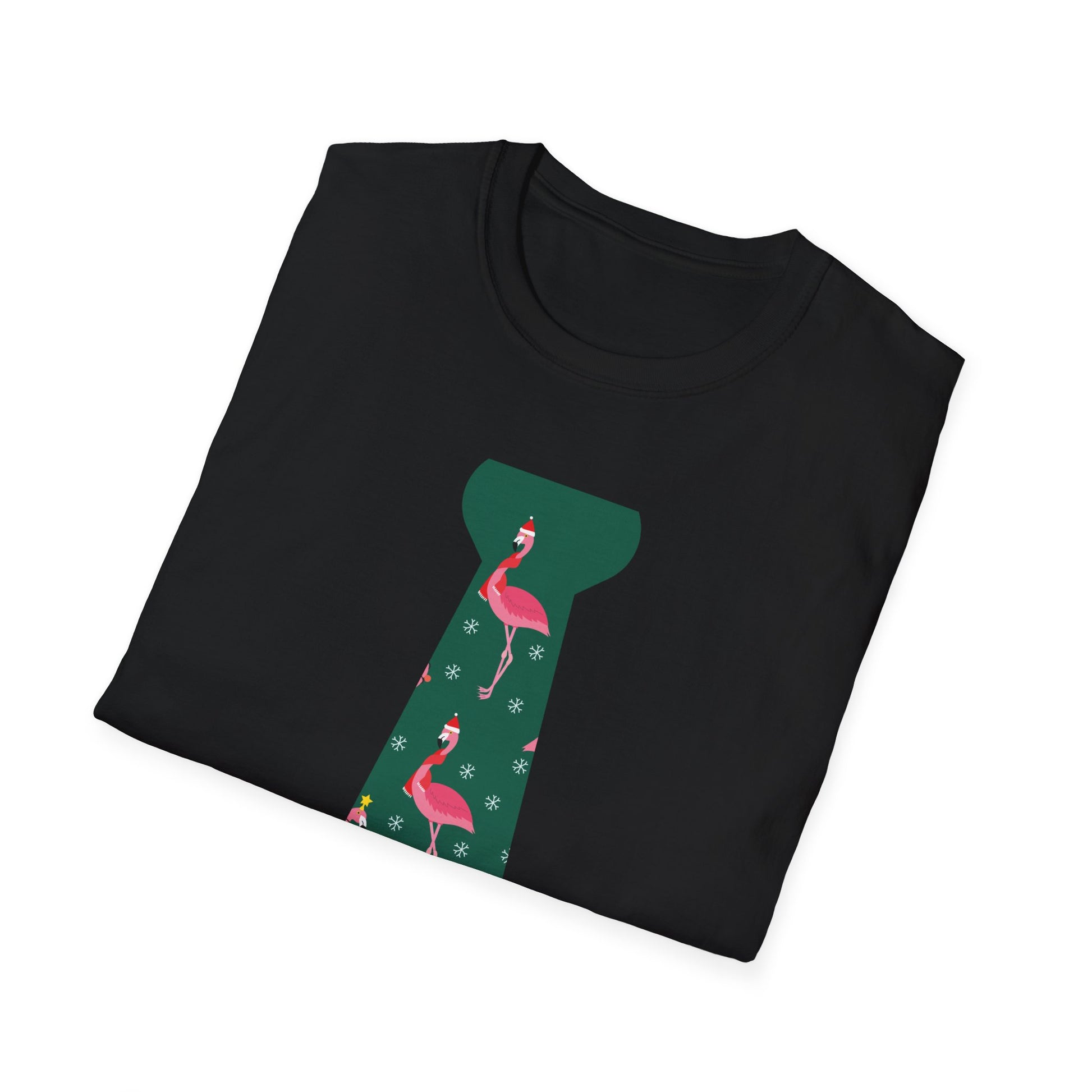 Flamingo Tie Graphic T-Shirt — Tropical Novelty Tee for Casual & Vacation Wear
