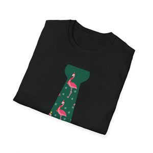 Flamingo Tie Graphic T-Shirt — Tropical Novelty Tee for Casual & Vacation Wear