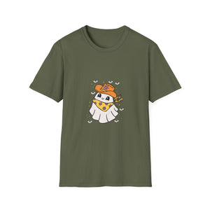 Cute Ghost in Cowboy Hat T-Shirt — Western Halloween Graphic Tee