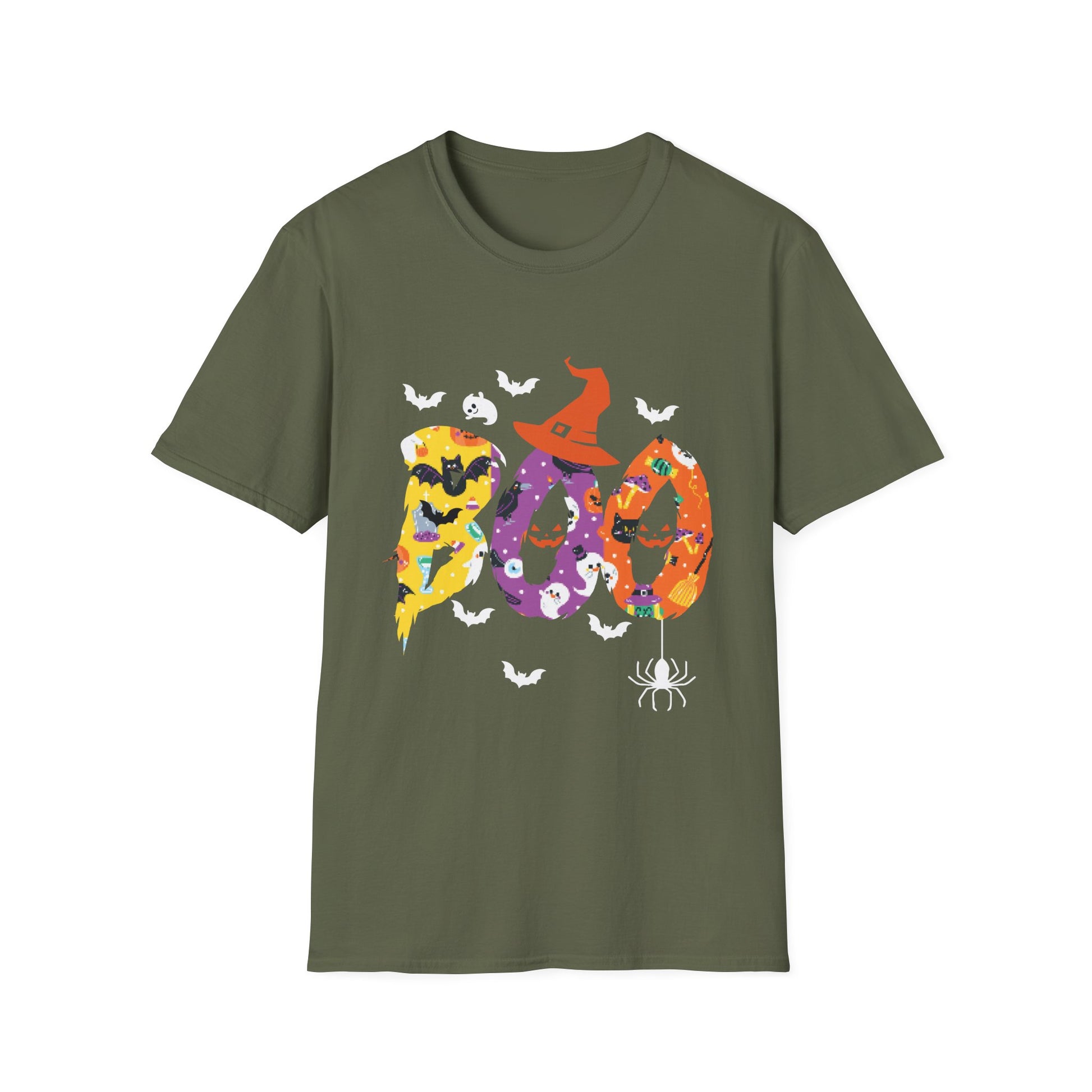 Happy Halloween Boo Spiders Witch Hat Halloween TeeUnisex Softstyle T-Shirt
