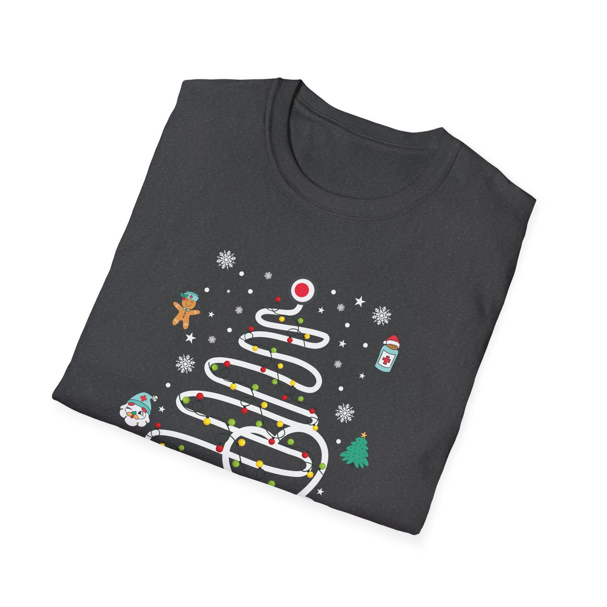 Nurse Christmas T-Shirt — Festive Holiday Tree & Medical Icons Tee