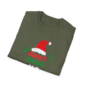 Funny Christmas Santa_s Favorite Ho Naughty Pajama Black Unisex Adult Cotton Polyester Short Sleeve Unisex Softstyle T-Shirt
