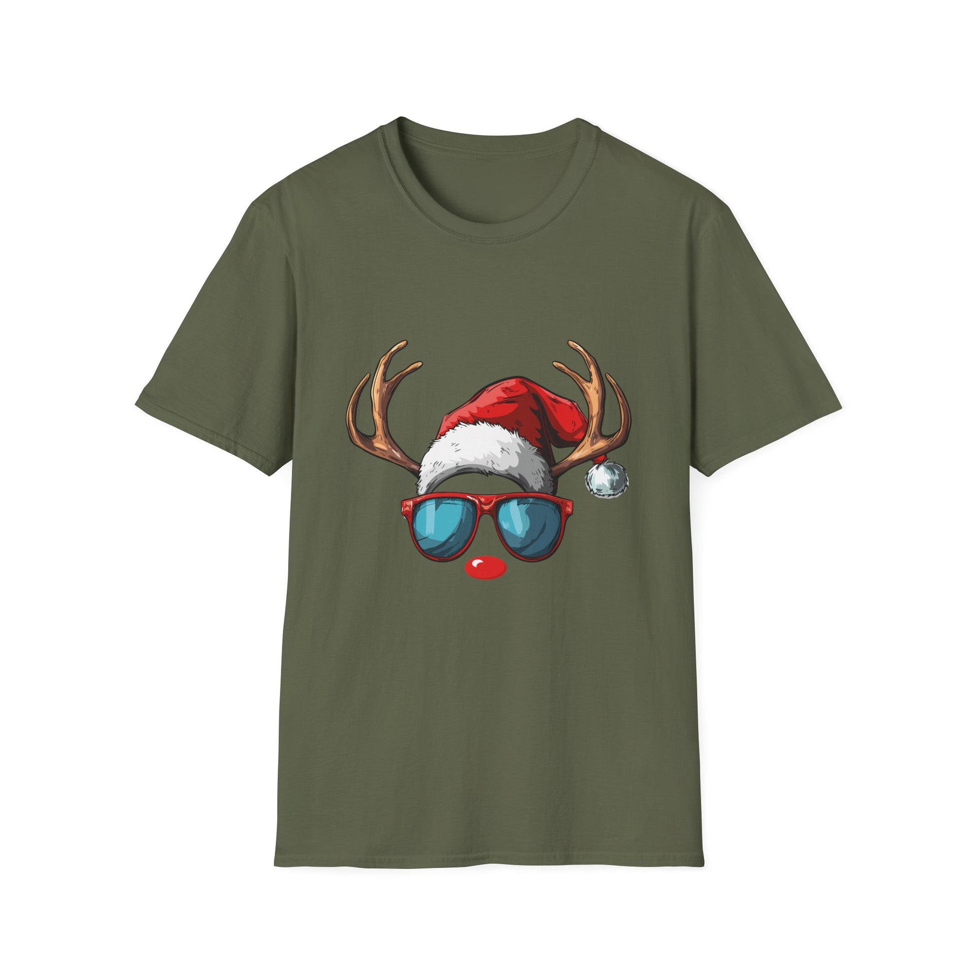 Christmas Reindeer Face Glasses Matching Family Christmas Unisex T-Shirt