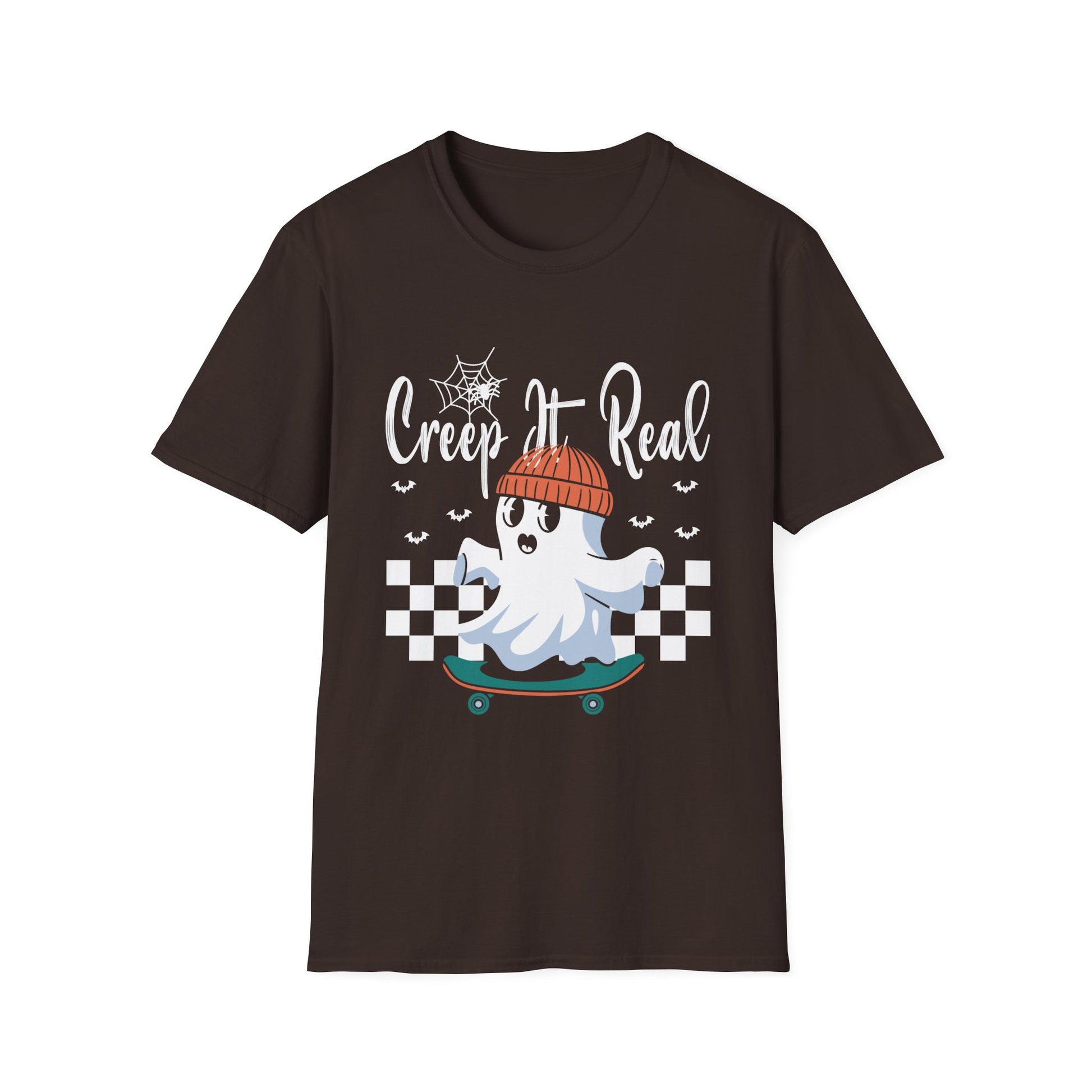 Creep It Real Skateboarding Ghost Halloween T-Shirt
