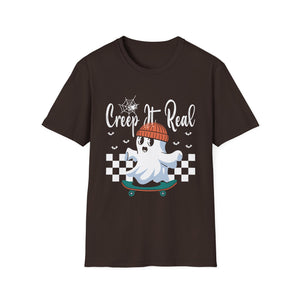 Creep It Real Skateboarding Ghost Halloween T-Shirt