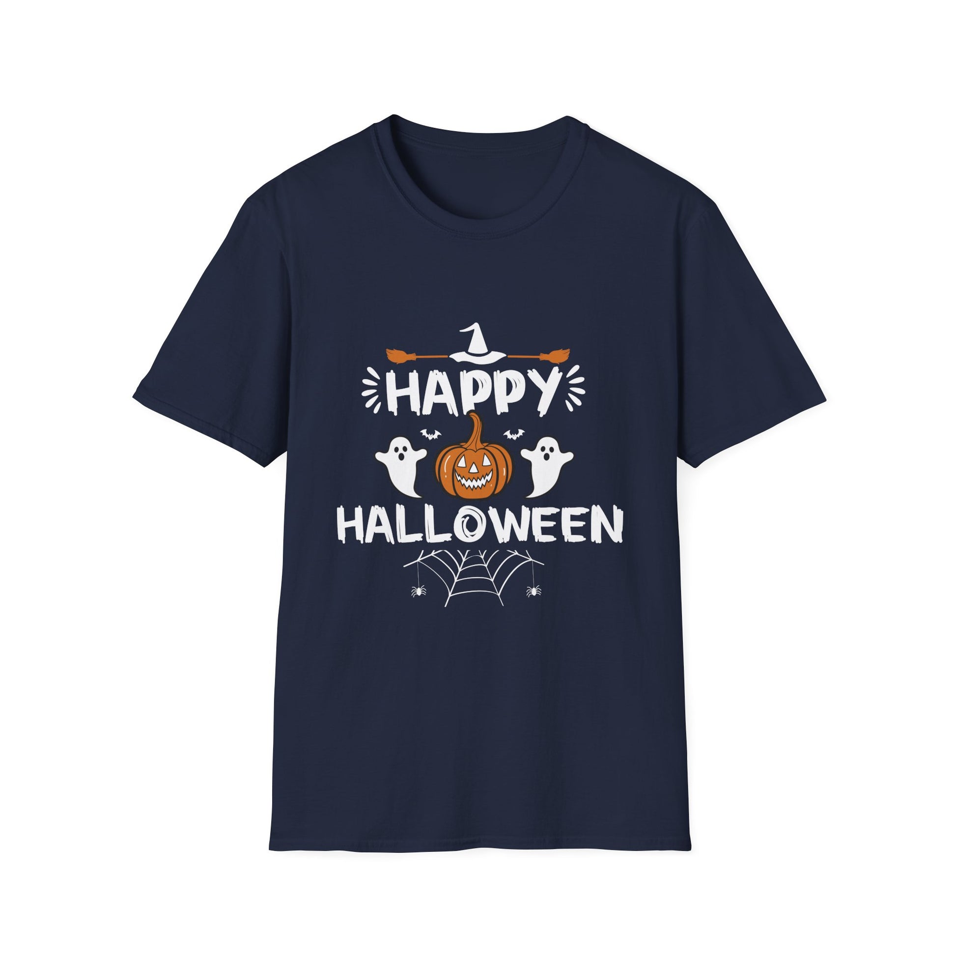 Halloween T-Shirt — "Happy Halloween" Pumpkin & Ghosts Tee