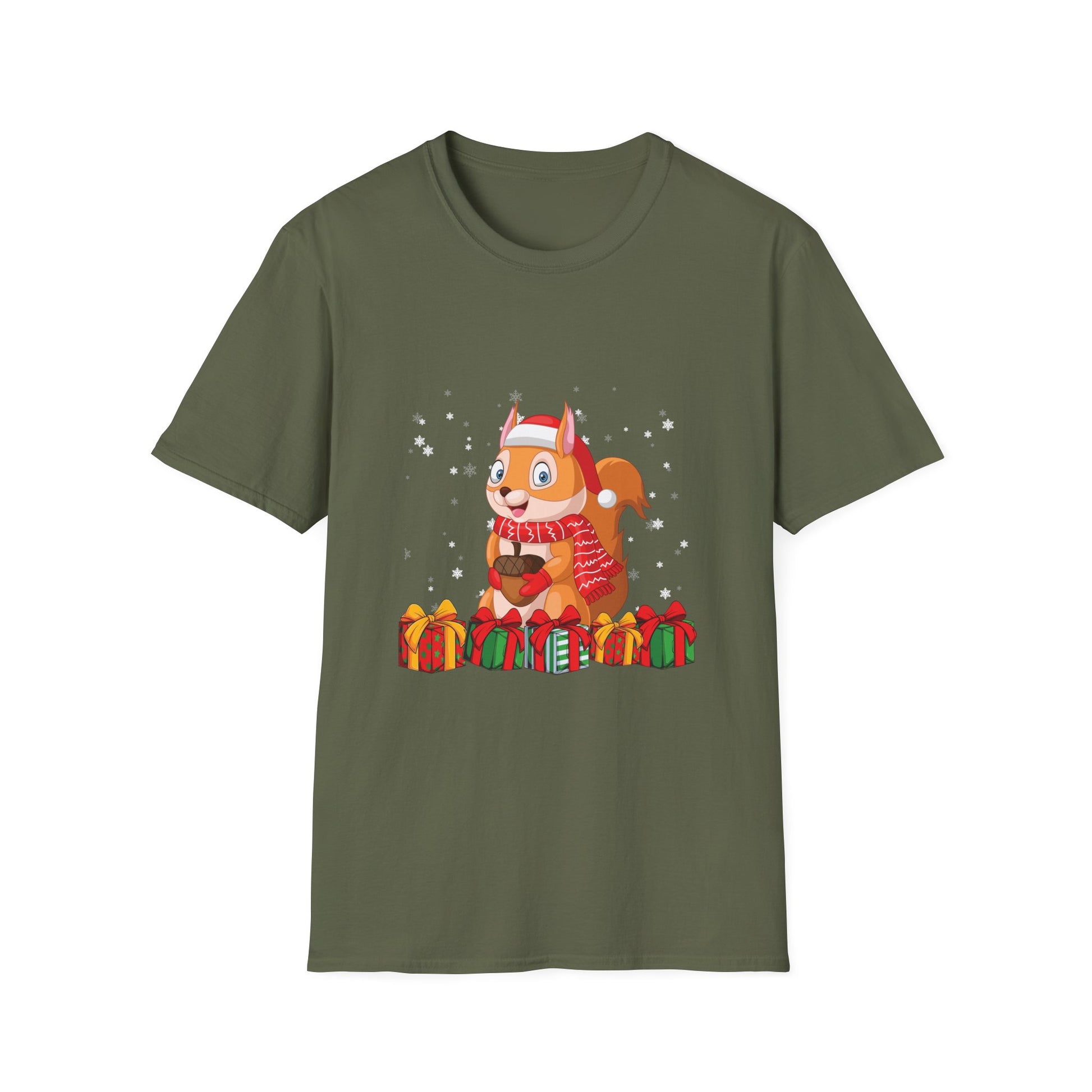 Merry xmas squirrel Christmas XMas christmas light Unisex Softstyle T-Shirt