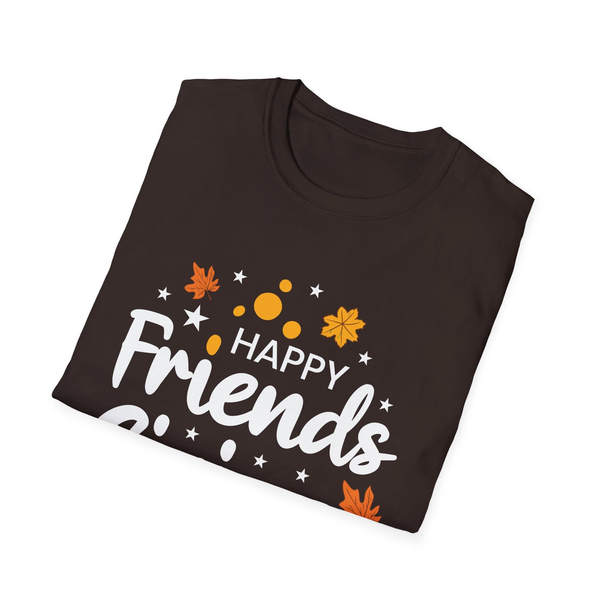 Friendsgiving T-Shirt — "Happy Friends Giving" Fall Leaves Graphic Tee  Unisex T-Shirt