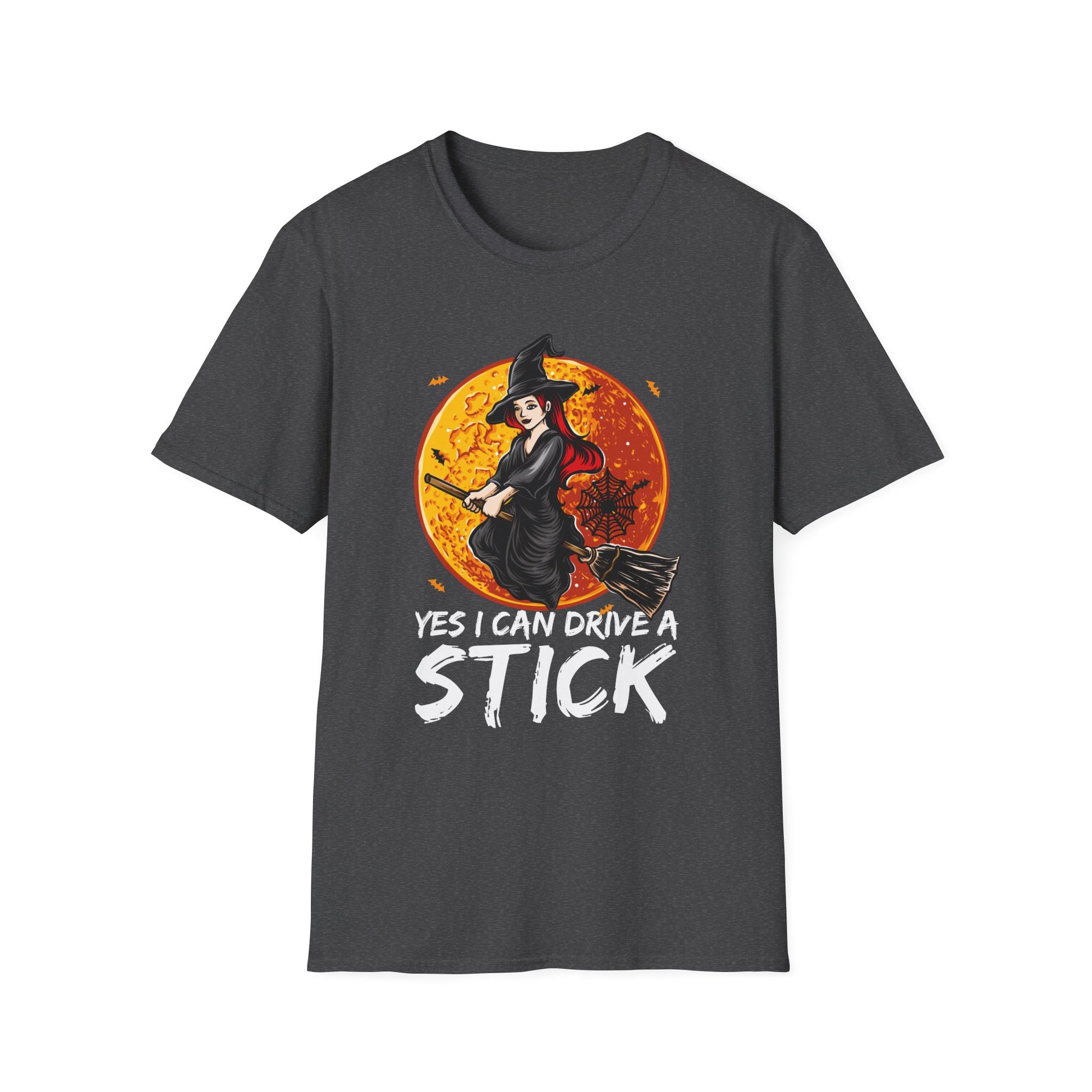Witch Flying Broom T-Shirt – “Yes I Can Drive A Stick” Halloween Tee