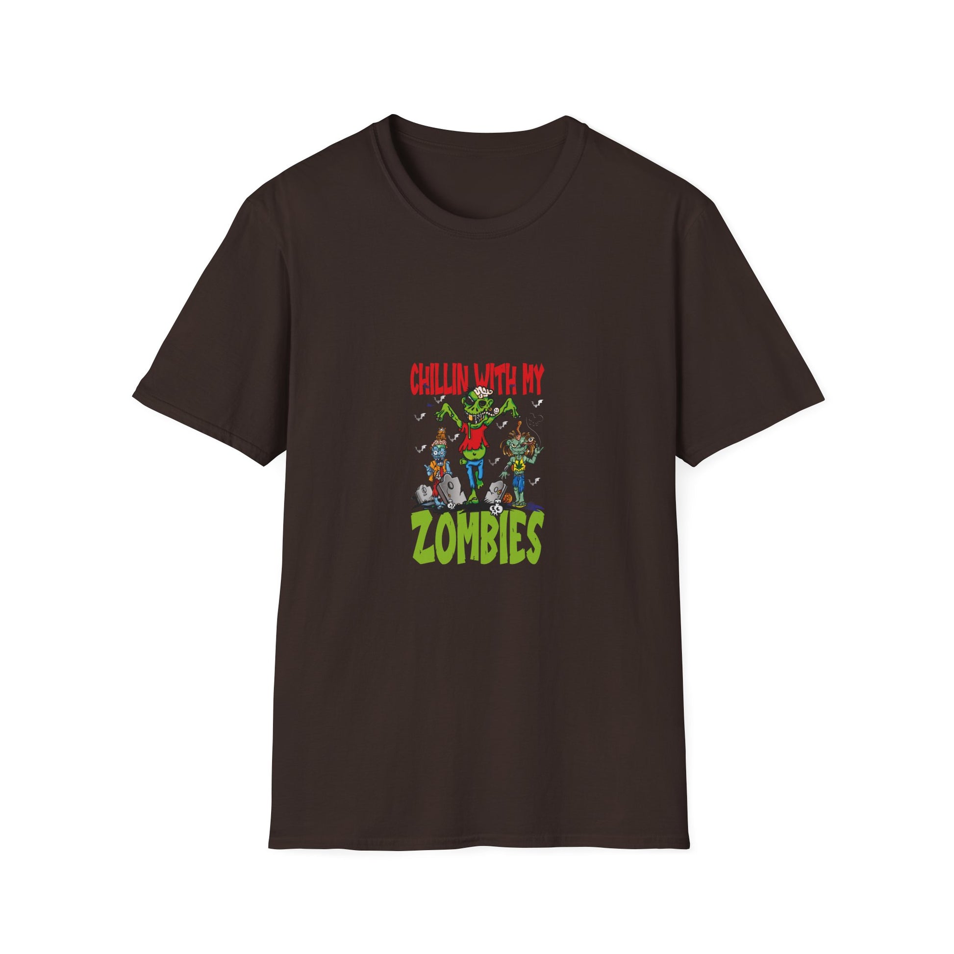Halloween Zombies Funny Halloween Chillin With My Zombies T-Shirt Unisex Softstyle T-Shirt