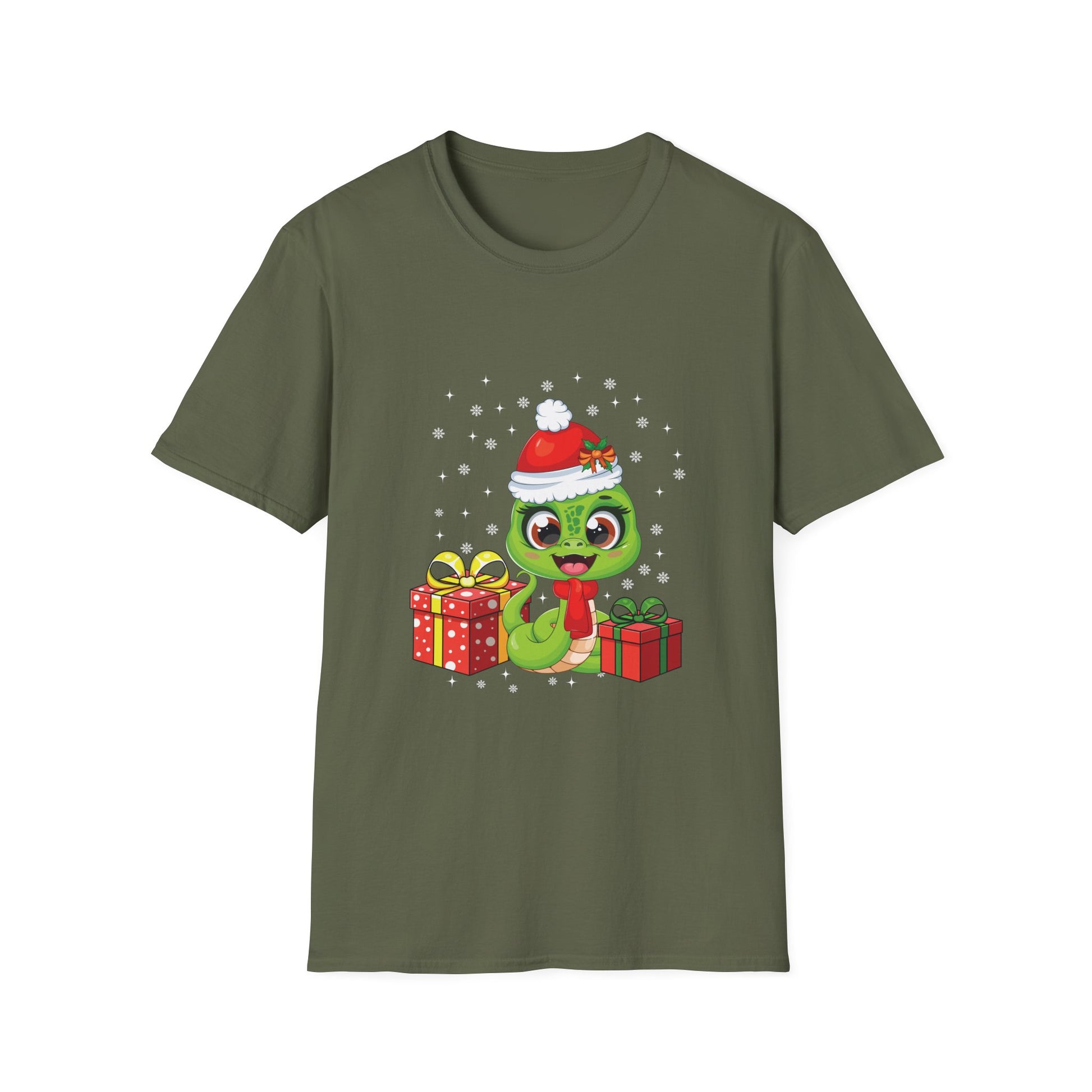 Christmas Turtle T‑Shirt — Cute Santa Hat Turtle with Gifts Holiday Tee