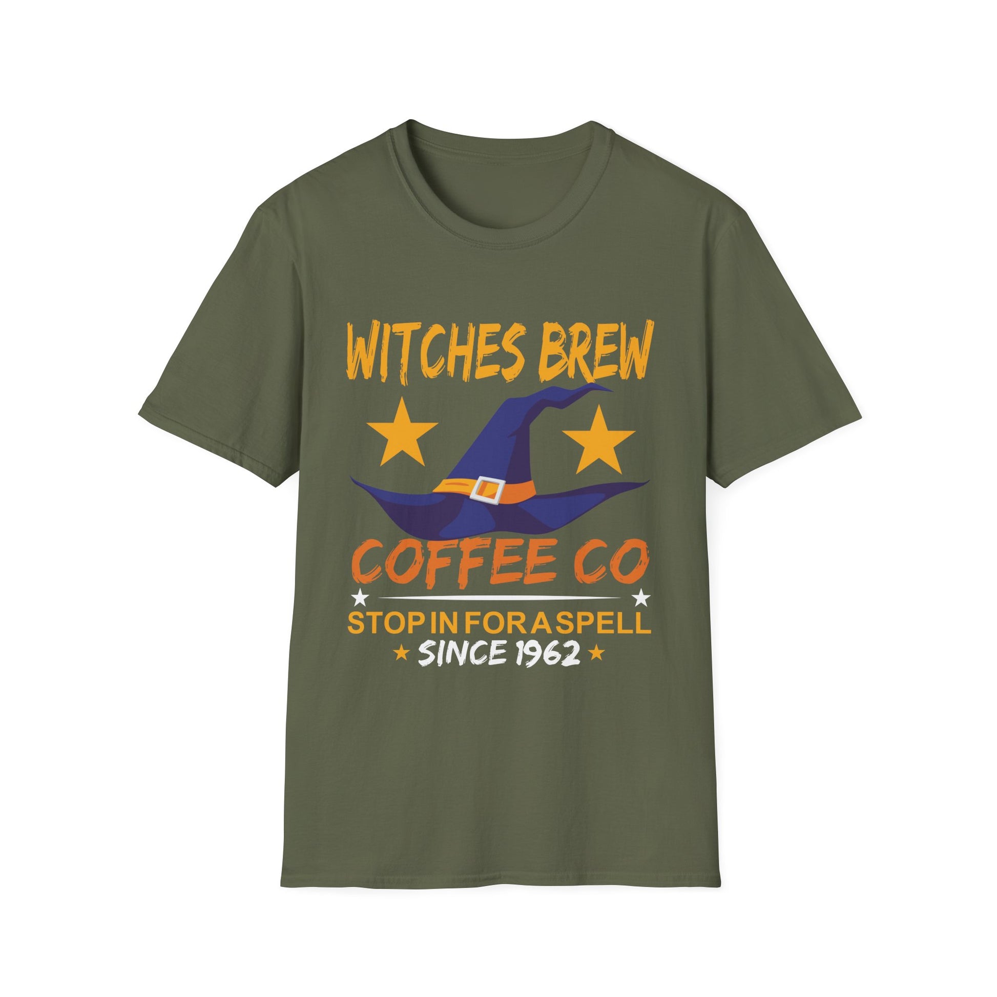 Witches Brew Coffee Co. T-Shirt – Halloween Witch Hat Graphic Tee
