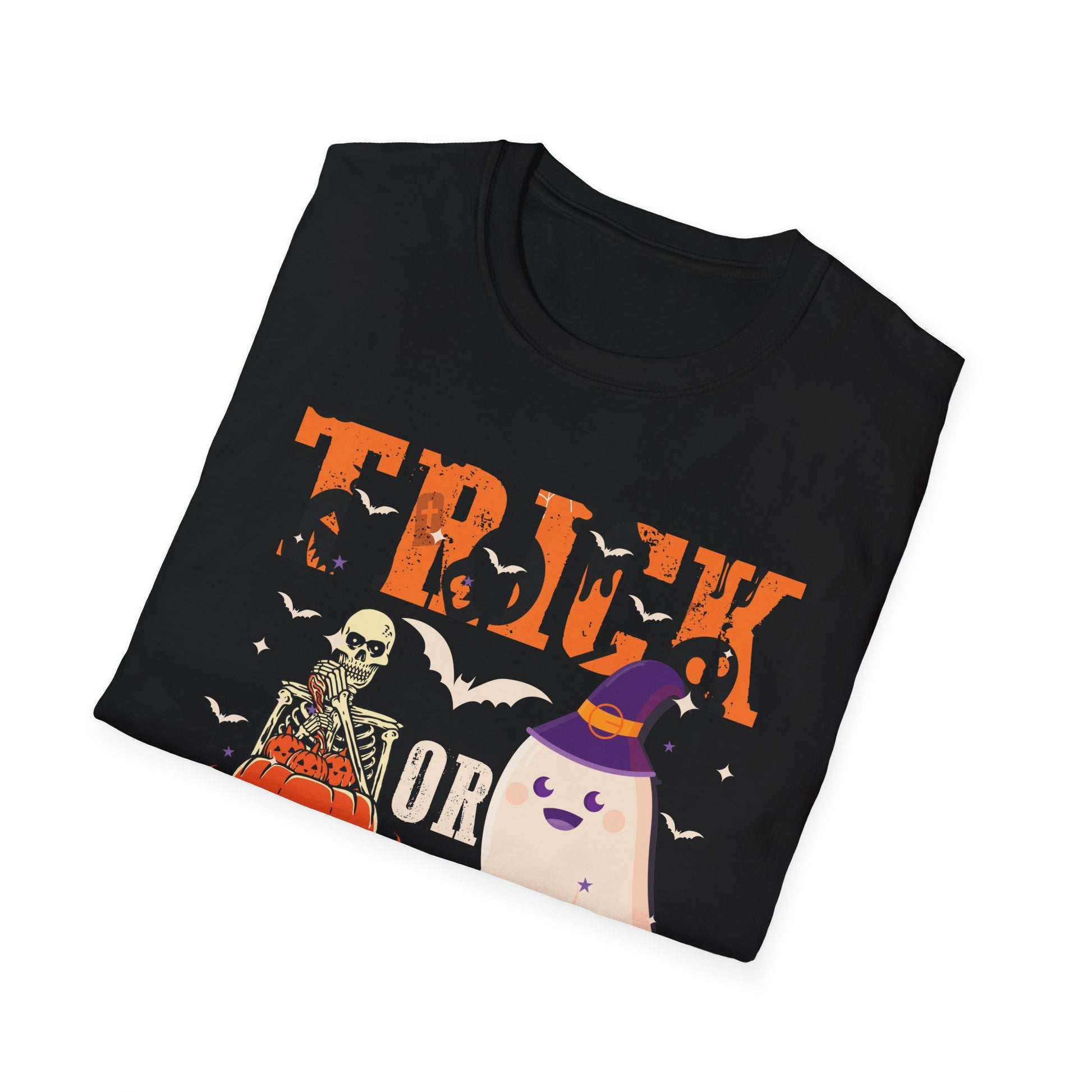 Trick or Teach Halloween T-Shirt — Cute Ghost & Pumpkin Teacher Tee