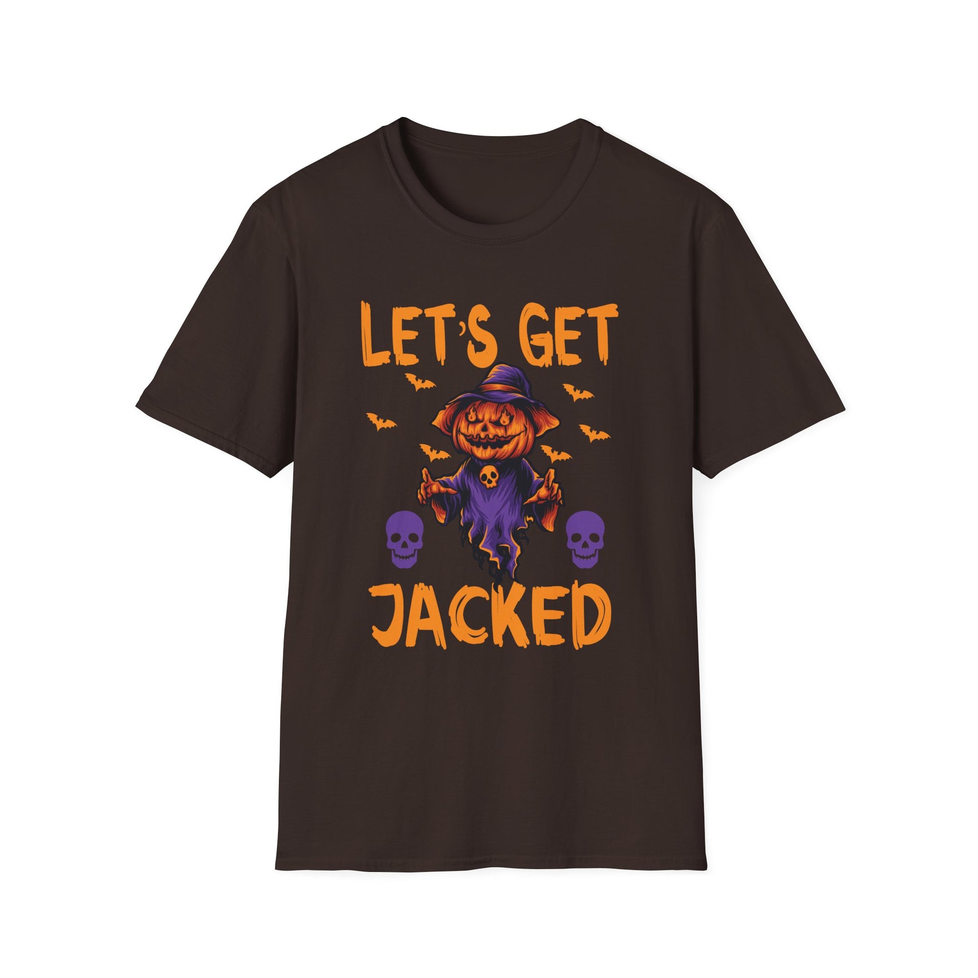 Let’s Get Jacked Halloween T-Shirt — Pumped Pumpkin & Skulls Costume Tee