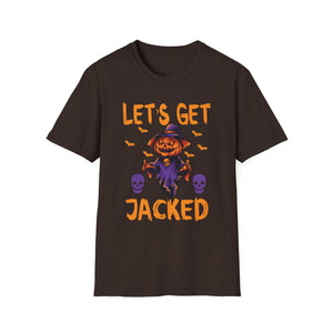 Let’s Get Jacked Halloween T-Shirt — Pumped Pumpkin & Skulls Costume Tee