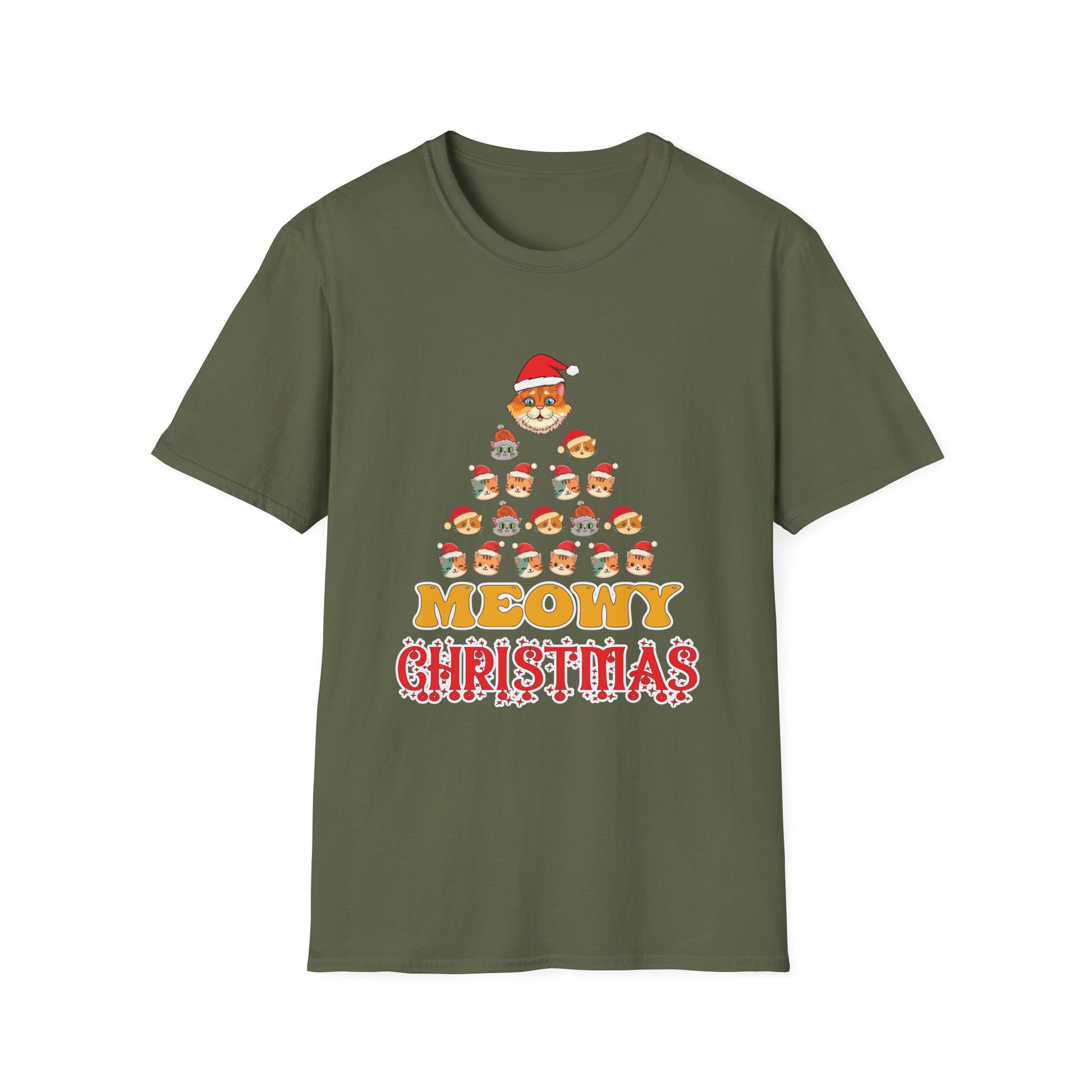 Meowy Christmas T-Shirt — Cute Santa Cat Holiday Tee