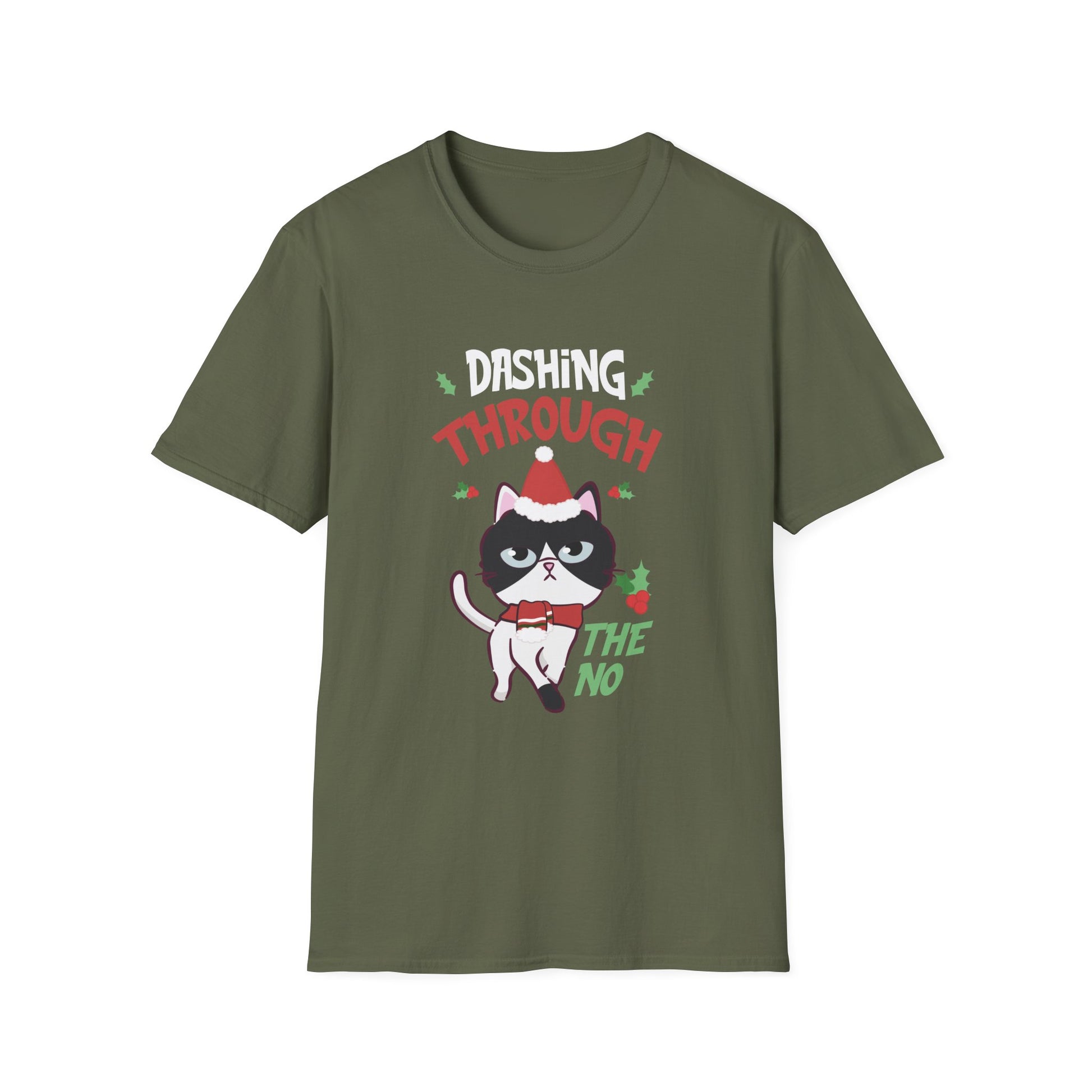 Christmas Cat Dashing Through The No Coffee Grumpy Christmas Unisex T-Shirt