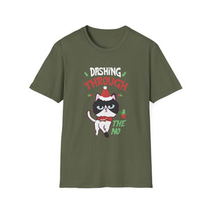 Christmas Cat Dashing Through The No Coffee Grumpy Christmas Unisex T-Shirt