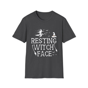 Women Girls Funny Halloween Resting Witch Face T-Shirt